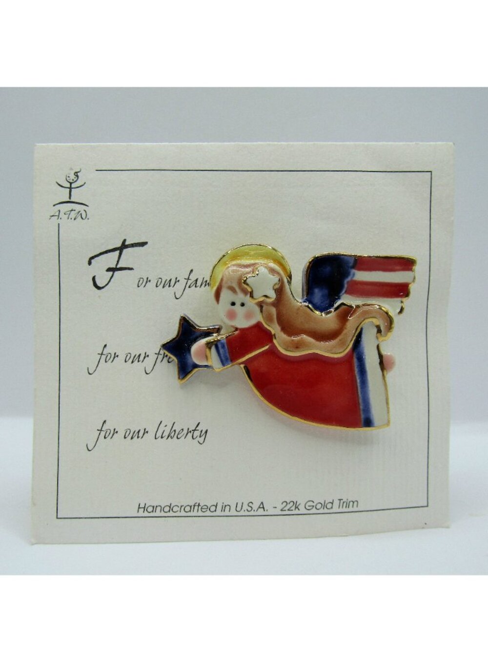 Art To Wear Handcrafted Clay Angel With Star Brooch